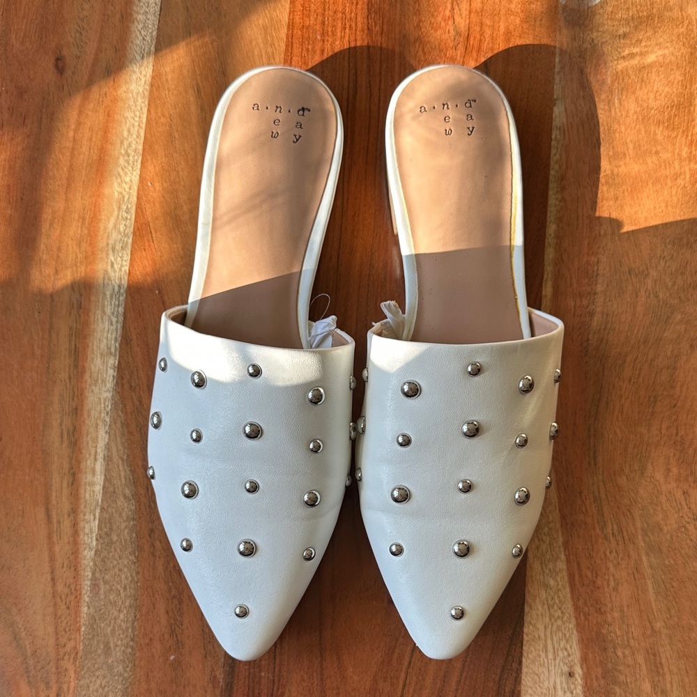 NEW A New Day White Studded Mules